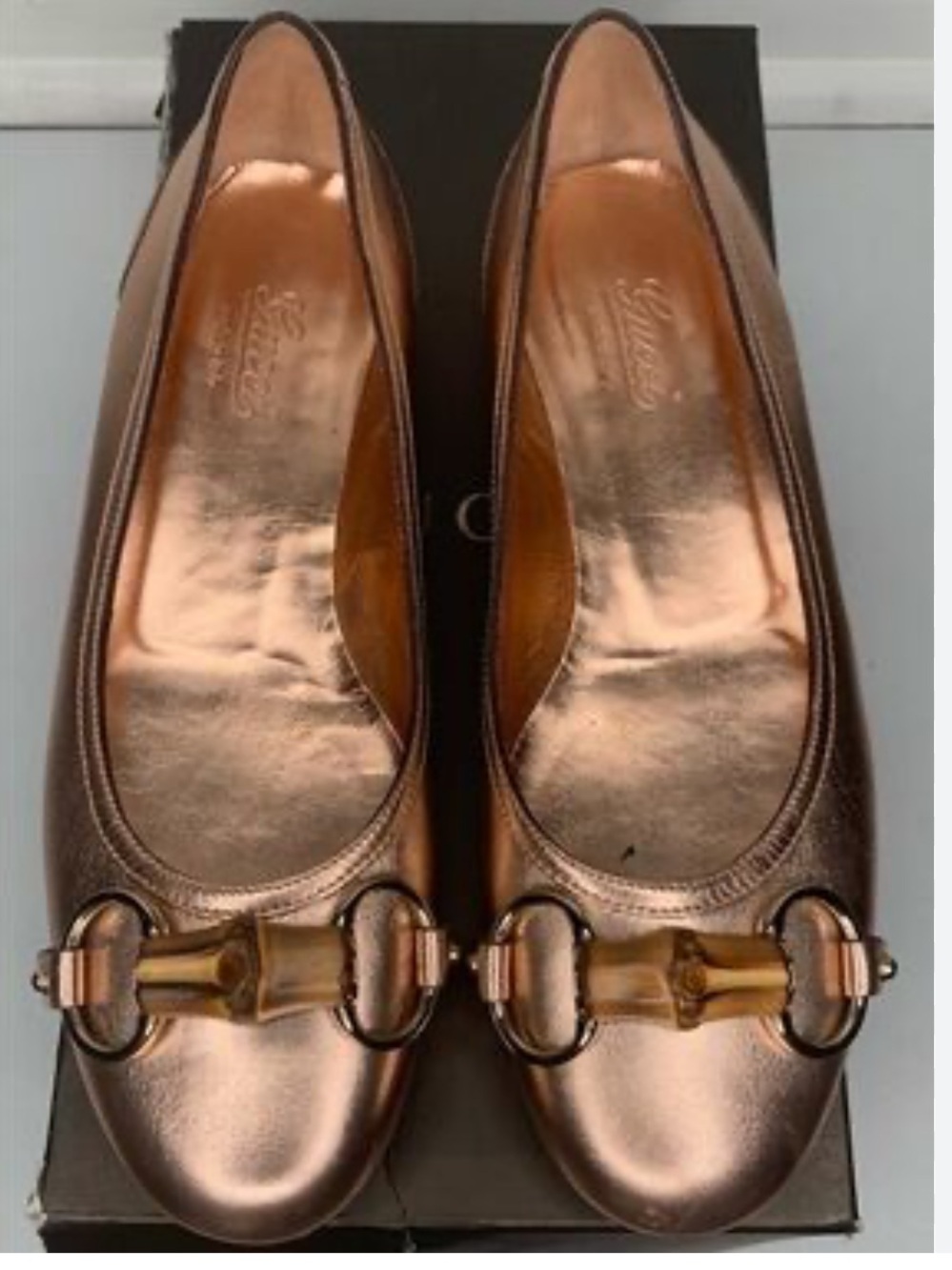 Gucci Metallic Gold Horsebit Ballet Flats